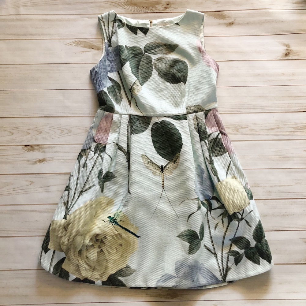 Ted Baker Floral Dress - Cream and Green